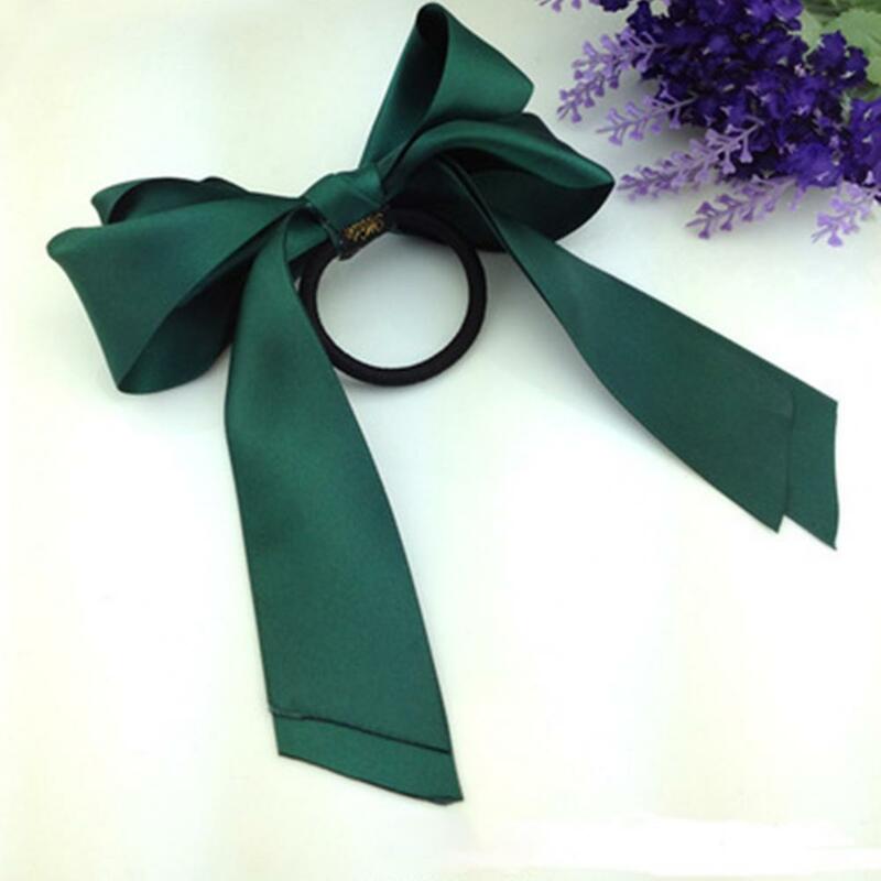 Sweet  Handmade  Double-layer Satin Solid Color Bow Cute Hair Tie Hair Rope Tie hairline Hair Accessories