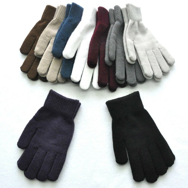 Guantes de invierno para niños y mujeres, manoplas de dedo completo, calentador de manos, guantes de lana de punto, guantes cálidos de invierno