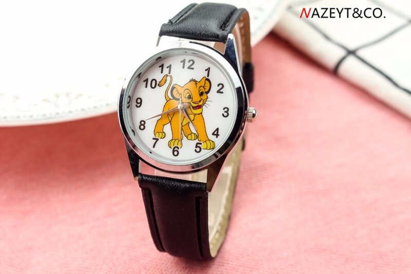Simba-reloj de cuarzo con dibujos animados para niños, accesorio de pulsera con diseño de León, animales de estudiantes de primaria y secundaria, venta