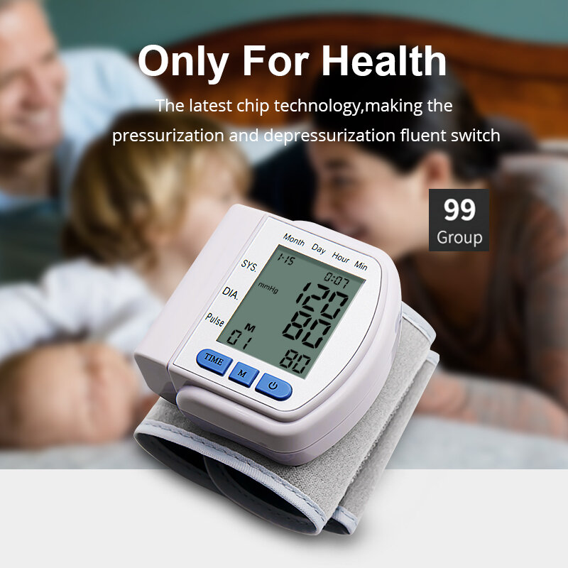 Monitor de presión arterial Digital automático de muñeca para el hogar, tensiómetro esfigmomanómetro de muñeca, tensiómetro, tansiion aleti