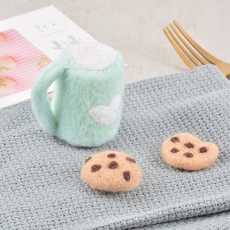 3 Buah/Set DIY Bayi Wol Merasa Cangkir Teh Susu dengan Cookie Dekorasi Alat Peraga Fotografi Baru Lahir Bayi Balita Aksesori Pemotretan Foto
