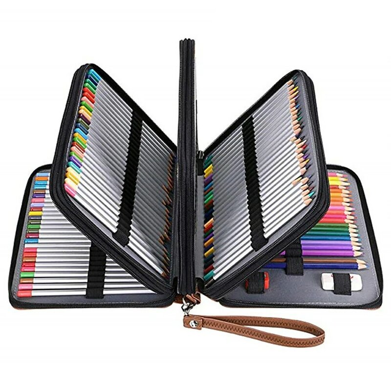 Portamatite colorato portatile a 200 Slot scatola portamatite in pelle PU impermeabile di grande capacità per regali per studenti forniture d'arte