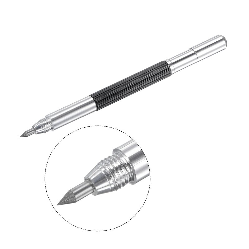 Zestaw narzędzi nóż do szkła uxcell 6-12mm, końcówka węglikowa uchwyt ze stopu aluminium w stylu ołówka z zapasowe ostrze 12-20mm