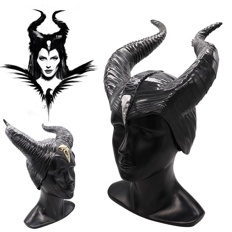 Maleficent Phù Thủy Sừng Mũ Cosplay Mũ Trùm Đầu Sừng Nón Đen Nữ Hoàng Mặt Nạ Halloween Hóa Trang