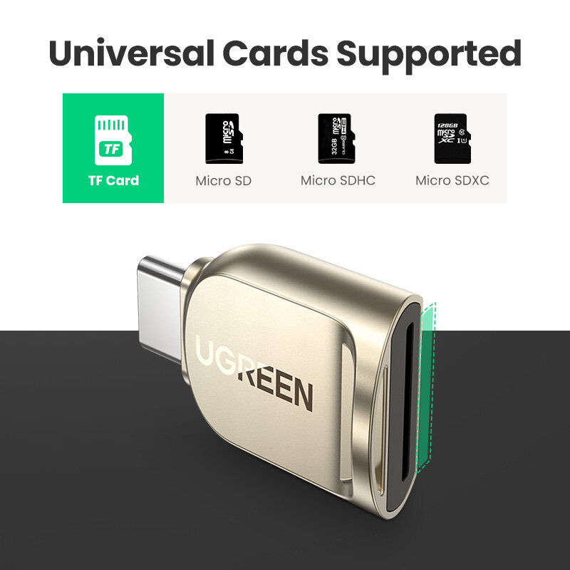 UGREEN USB C 카드 리더기 TF 마이크로 SD 타입 C 3.0 OTG 메모리 카드 리더 어댑터, 삼성 화웨이 맥북용