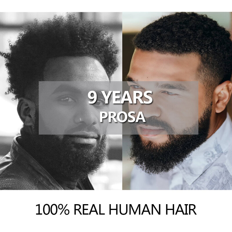 Peruca afro curvada masculina, 8x10, pele fina em v, sistema de cabelo para homens, perucas naturais, peça de cabelo natural