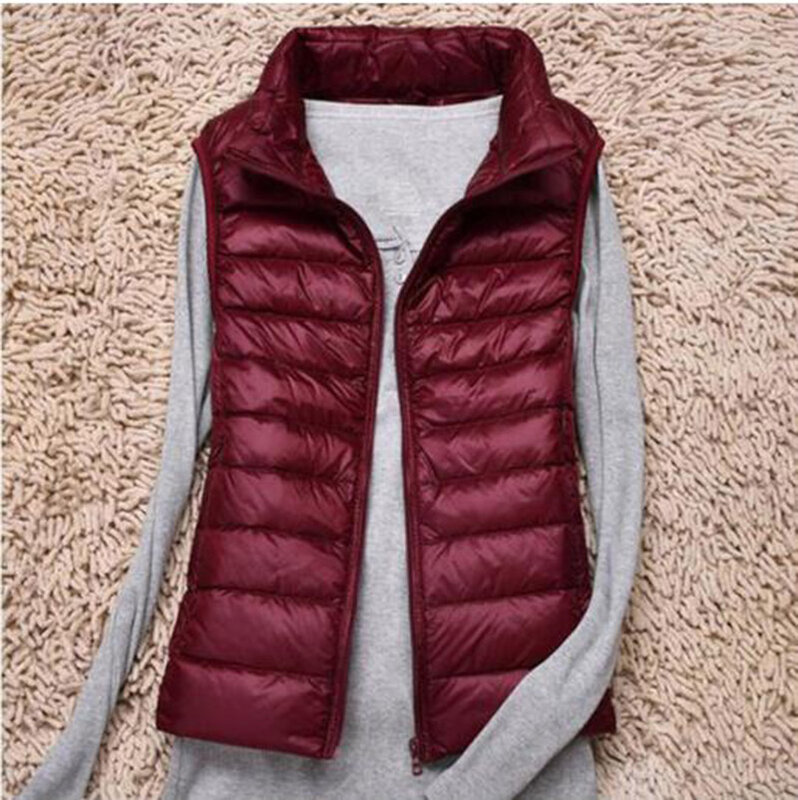 Jaket rendah Ultra tipis rompi hangat ringan mantel wanita tanpa lengan Cropped Puffer jaket lapisan mantel musim dingin wanita musim semi 2022