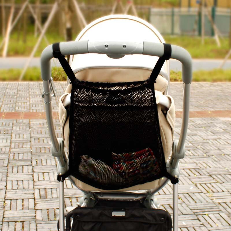Bolsa de compras para carrinho de bebê, acessório de malha de bolso para pendurar em carrinho de bebê, rede para transporte, alta capacidade