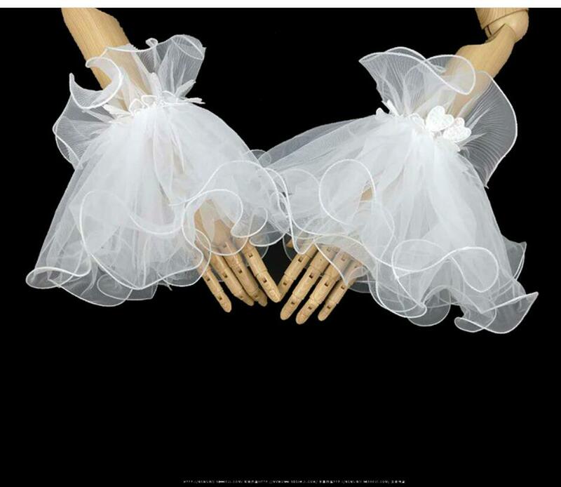Guantes cortos de tul para mujer, sin dedos, longitud de la muñeca, guantes de etiqueta, guantes de matrimonio, accesorios de Cosplay para fiesta