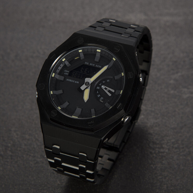 Ga2100 a segunda geração relógio conjunto modificação ga2110 pulseira bezel 100% metal 316l aço inoxidável