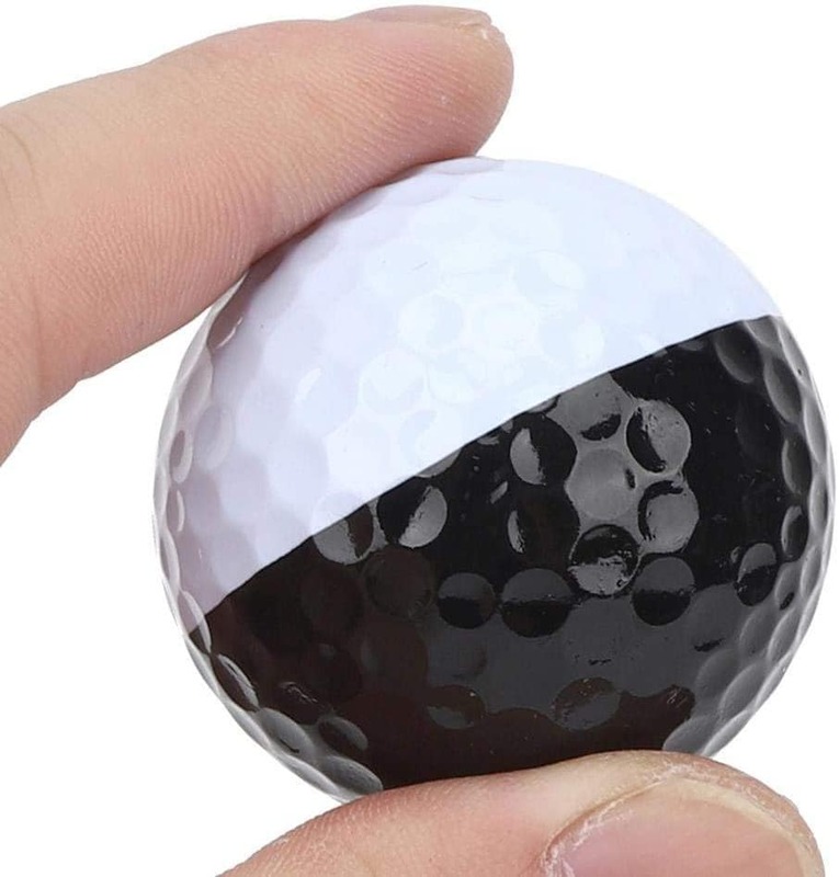 Golf Ball Two Colors Black White Putter Aiming Line Double Layer Golf Practice Ball Training Accessory