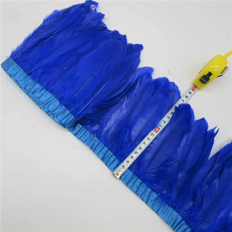 Ribete de plumas de ganso blanco, cinta de flecos de plumas de ganso Natural de alta calidad, tela artesanal decorativa, 2-10 yardas, 15-20cm, 30 colores