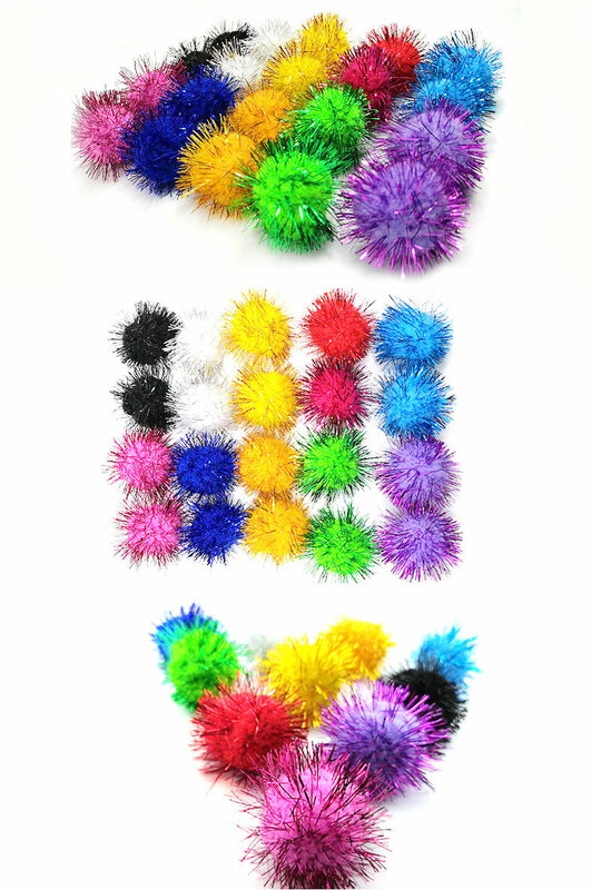 10 tamanhos. 10 cores 4.5cm de glitter pompons para crianças artesanais material para ornamento de natal cabide de natal decoração oem atacado
