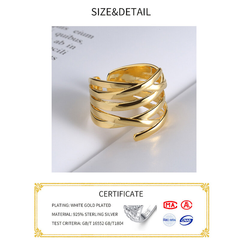Anéis de prata esterlina para mulheres, anel de ouro com zircônia, joia fina para mulheres
