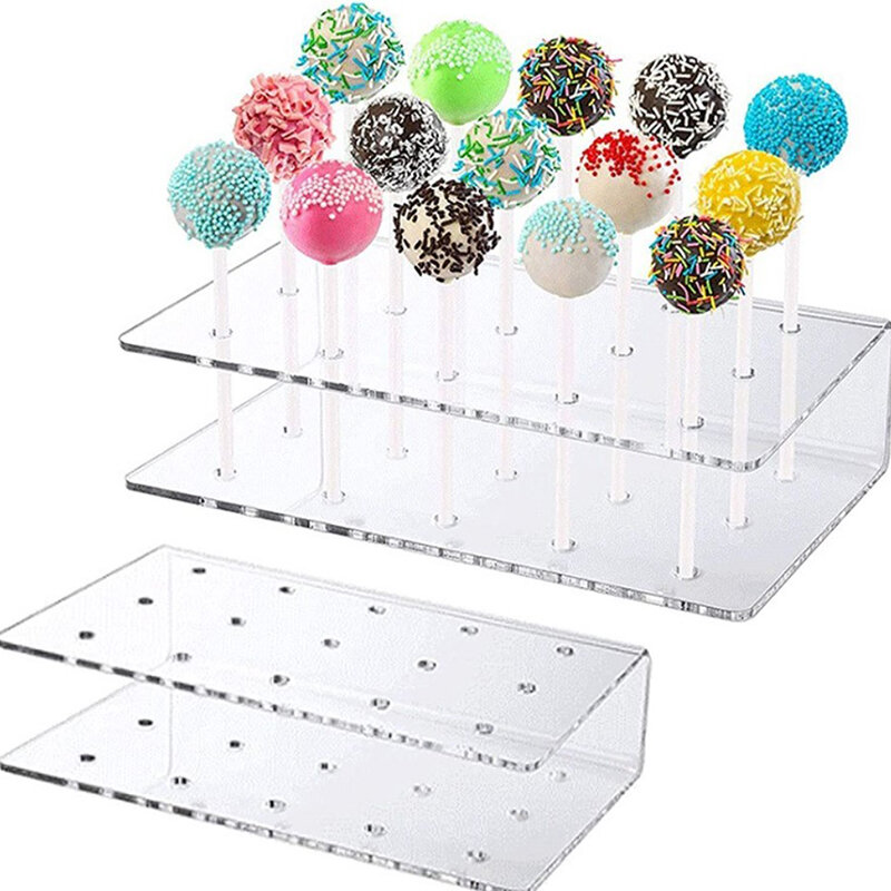 Акриловая подставка для леденцов с 15 отверстиями, прочный держатель для палочек для конфет, десертов, свадьбы, прямоугольной формы