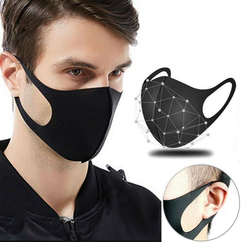 1/20PCS ice silk Black Cloth Mask For Face Adult Breathable Waterproof Cotton Face mask Masque Washable Reusable