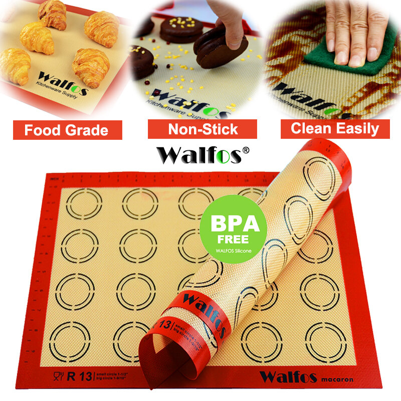 WALFOS tappetino da forno in Silicone antiaderente teglia da forno strumenti per pasticceria stuoia per pasta di rotolamento di grandi dimensioni per biscotti Macaron