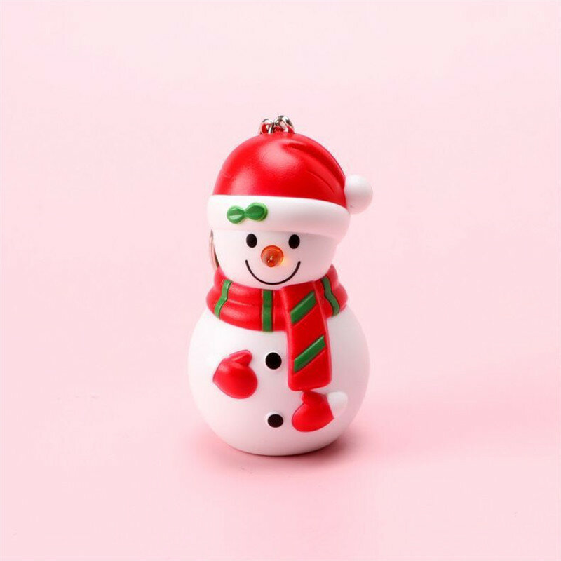 귀여운 산타 클로스 Led 라이트 열쇠고리 눈사람 나무 펜던트, 걸이형 열쇠 고리 만화 크리스마스 어린이 선물 완구, 10 개