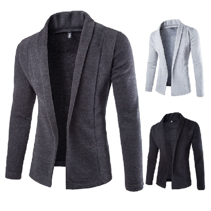 Hirigin Men's Blazer Business Work Fashion High-quality Autumn winter Casual Slim Fit Solid No Button Suit Coat Jacket Outwear