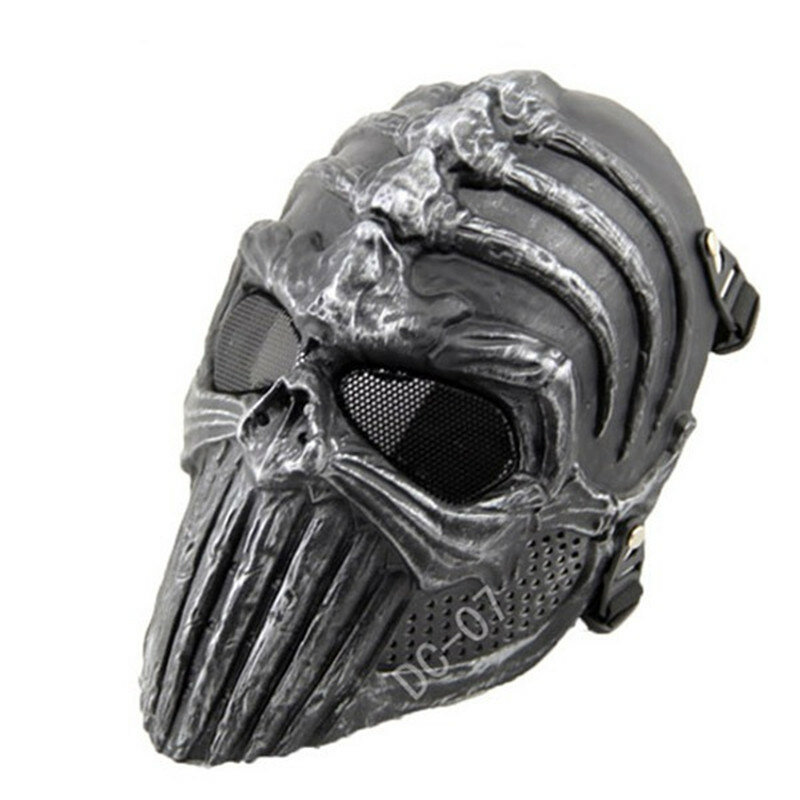 DC07 Skull Skeleton Spine Tingler Full Face Protective Tactical Airsoft Mask Military Paintball Wargame Halloween Party