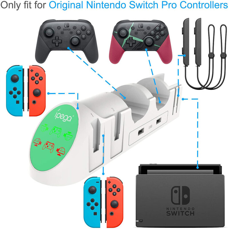 Nintendo Switch用USB 2.0ソケット付きNalNintendo Switch充電スタンド,高速レールデザインコントローラー,ゲームアクセサリー