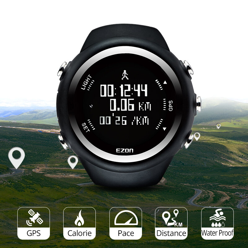 Orologio impermeabile da 50M orologio digitale con temporizzazione GPS da uomo orologi multifunzione per Sport all'aria aperta contatore di calorie per la velocità della distanza di Fitness