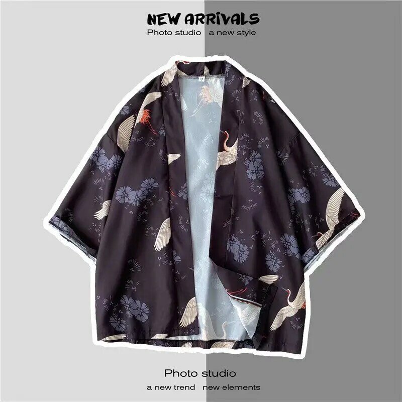 V-hanver-Kimono pour Homme, Streetwear, Manches sulf, Vêtements de Rue, Style Samouraï, Collection 2019