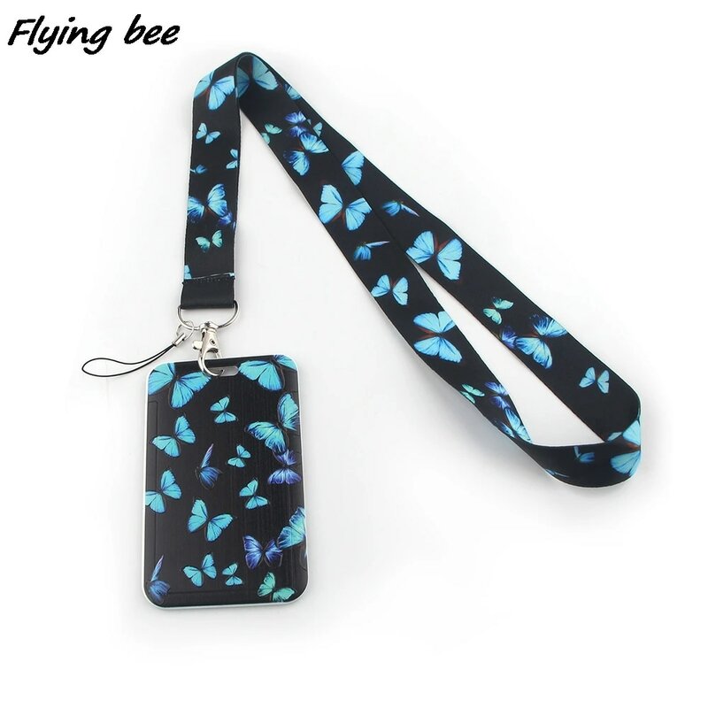 Flyingbee X1287 Monarch Butterfly Lanyard Credit Card ID Holder Bag Student Women Travel Bank Bus Business Card Cover Badge