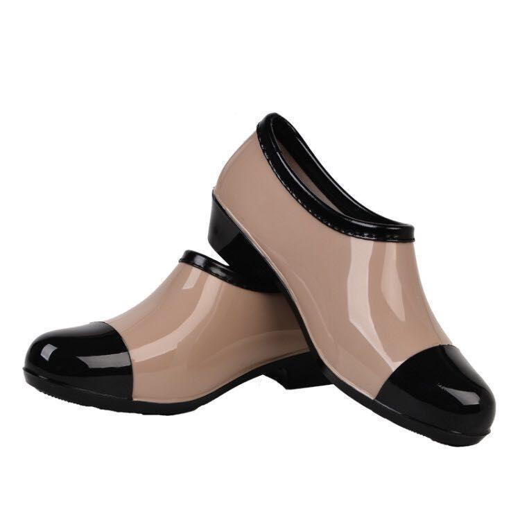 Ботинки женские водонепроницаемые без шнуровки, модные яркие сапоги на низком каблуке, летняя модель