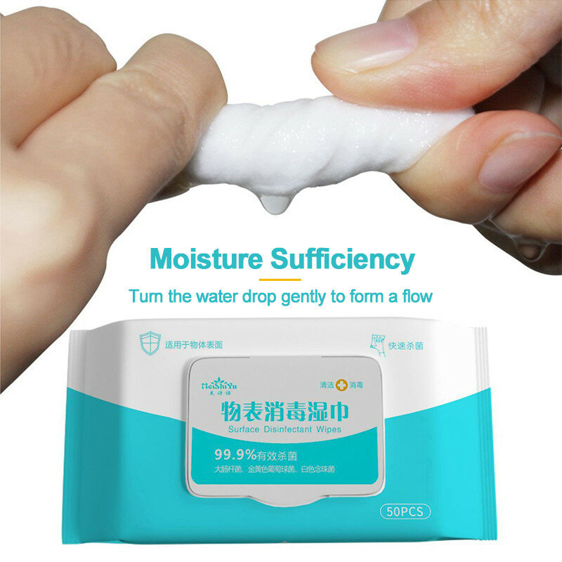 50 Uds toallitas húmedas desinfectantes de alcohol desechables limpieza de la piel esterilización de cuidado limpieza pañuelos de toallitas húmedas