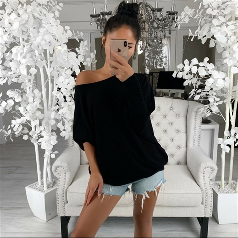 off shoulder top women clothes Womens Loose Blouse Long Sleeve Fashion Ladies Shirt Oversize Tops
