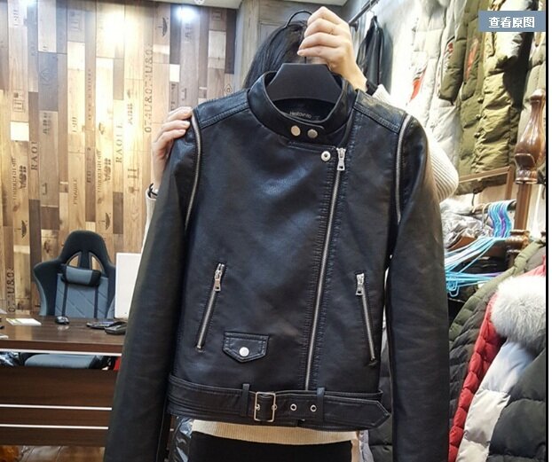 fashion Free shipping,Brand Pu jacket.quality woman leather jacket.sleeves detachable.biker's zipper sales,style