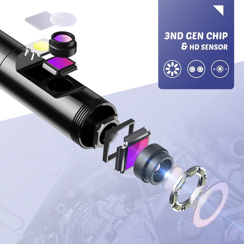 Kamera endoskop industri baru 4.3 inci layar IPS lensa ganda HD1080P inspeksi mobil Borescope genggam ular 2,0mp 2600mAh