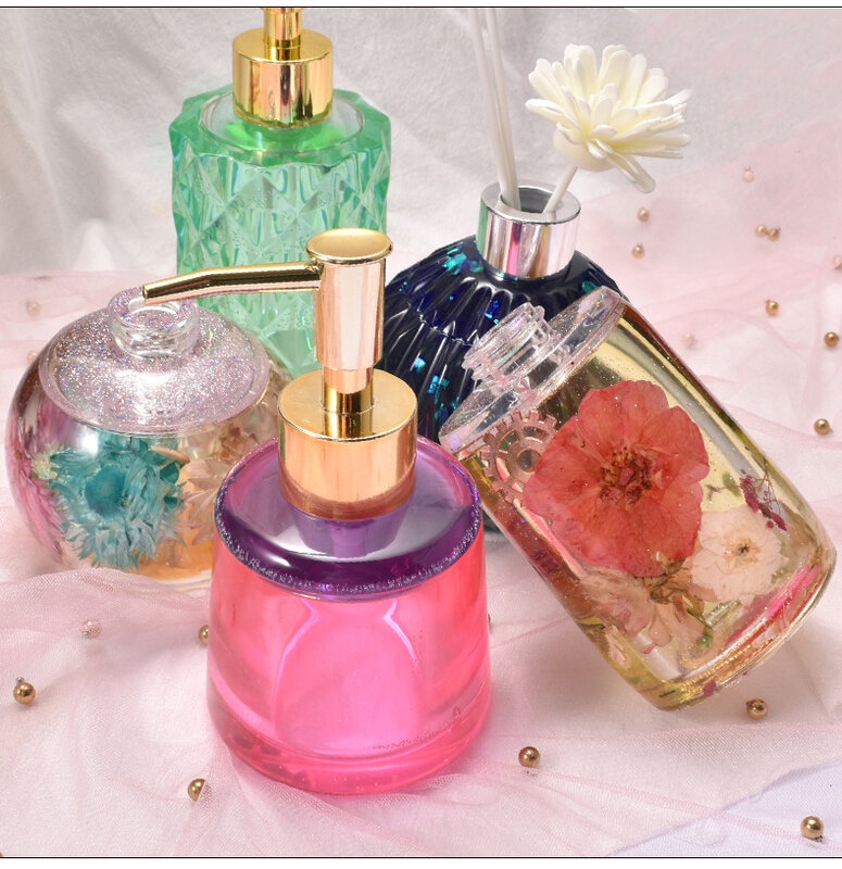 DIY Kristal Silikon Cetakan Emulsi Botol Aromatik Set dengan Bibir Parfum Botol Resin Cetakan Rumah Kamar Dekorasi Ornamen Kerajinan