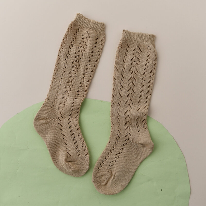 Новые летние детские носки для маленьких девочек гольфы для малышей хлопковые длинные носки без пятки, милые сетчатые носки принцессы Детские носки с вырезами