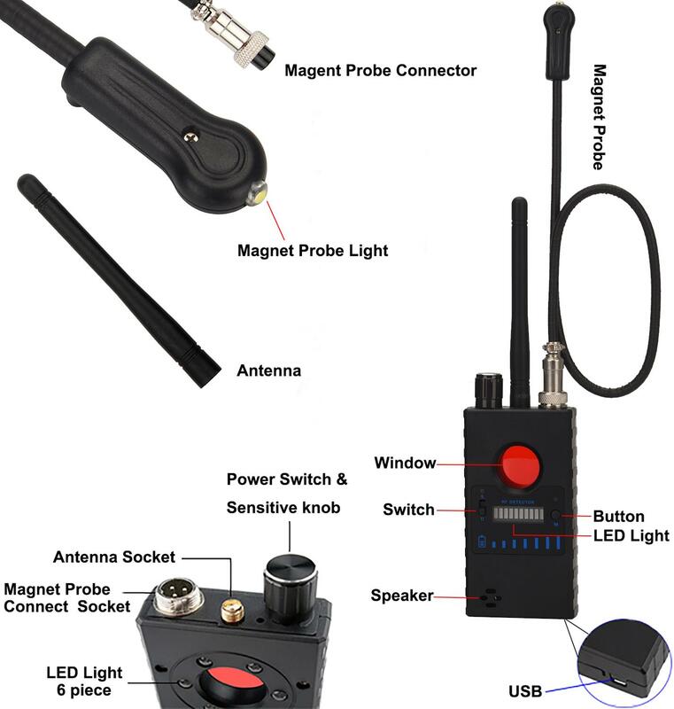 Detektor kamera tersembunyi Anti mata-mata, pemindai perangkat kamera mata-mata mendengarkan GSM penyapu sangat sensitif mendeteksi sinyal RF nirkabel