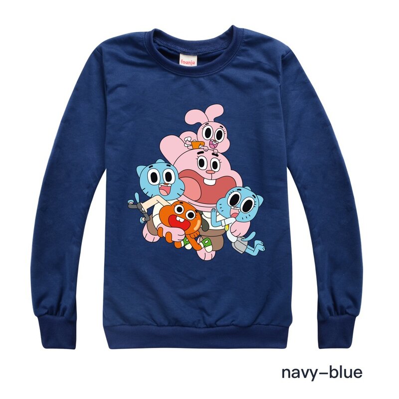 Gumball-Camisa de manga larga para niño y niña, suéter de cuello redondo para niño, ropa de algodón para niño de otoño e invierno