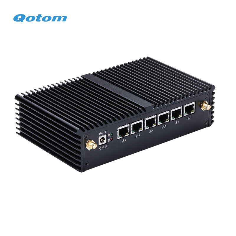 6x Intel 1g LAN Mini-PC-Core-i3-7100U, DDR4-RAM/MSATA-SSD/WLAN, Qotom-Soft-Router-Firewall