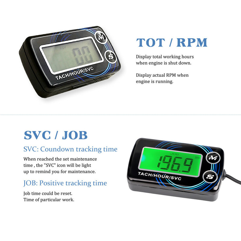 Tacómetro Digital LCD para motocicleta, contador de RPM para motosierras, barcos y ATV