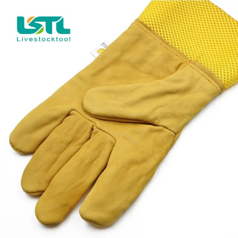 Sarung tangan pelindung lebah Anti lebah, sarung tangan kulit kambing bersirkulasi, sarung tangan kuning, alat pelindung lebah 1 pasang