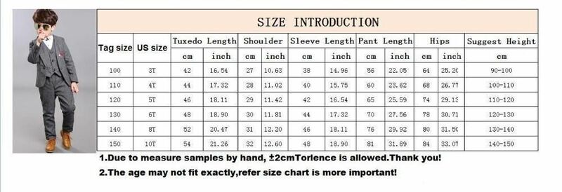 Fashion Boy's Formal Wear For Wedding Party Cute Baby Kids Suits Children Wedding Attire Outfits Jacket Vest Pants 3 Pieces