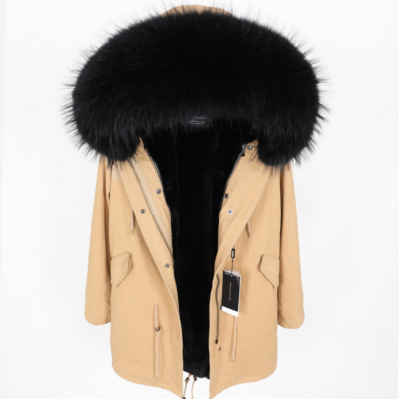 2023 Winter Jacket Men Long Parka 7XL Faux Rabbit Fur Coat Natural Raccoon Fur Collar Hood Thick Warm Streetwear Parkas New