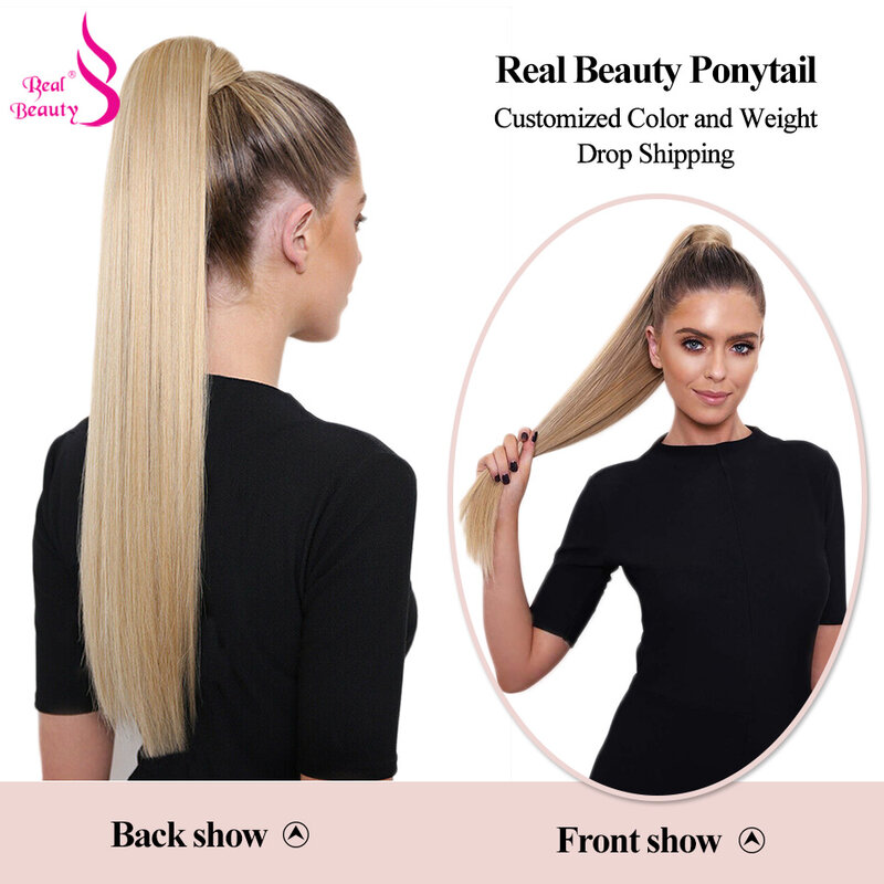 Real Beauty Ponytail Human Hair Wrap Around Horsetail Straight Brazilian100% Remy Human Hair Ponytail Extensions 60/100/120/150g