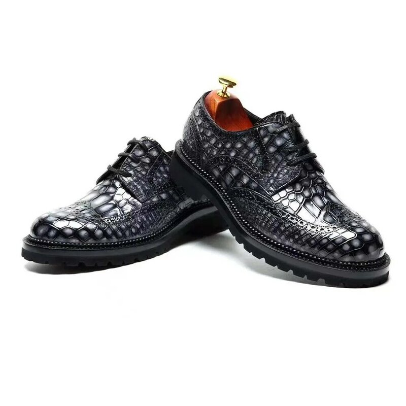 Chue homens sapatos de crocodilo real pele de crocodilo sapatos casuais sapatos de couro masculino pele de crocodilo cor da escova