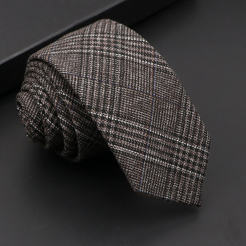 Cravatte classiche da uomo in cotone di alta qualità fatte a mano Skinny 6CM cravatta scozzese tinta unita a righe accessori per camicie da lavoro strette