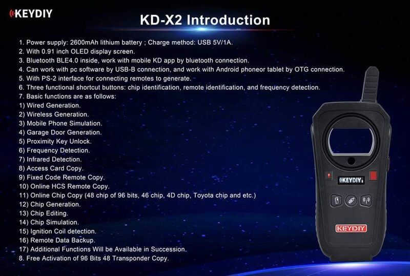 KEYDIY KD-X2 Remote Maker Unlocker และ Generator-Transponder Clone พร้อม96bit 48 Transponder สำเนาไม่มี Token + KD ข้อมูลสะสม