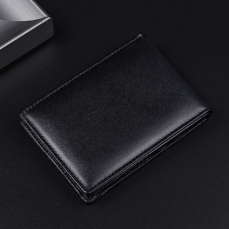 Genodern-男性用rfidブロッキング付きミニレザーウォレット,超薄型,男性用財布