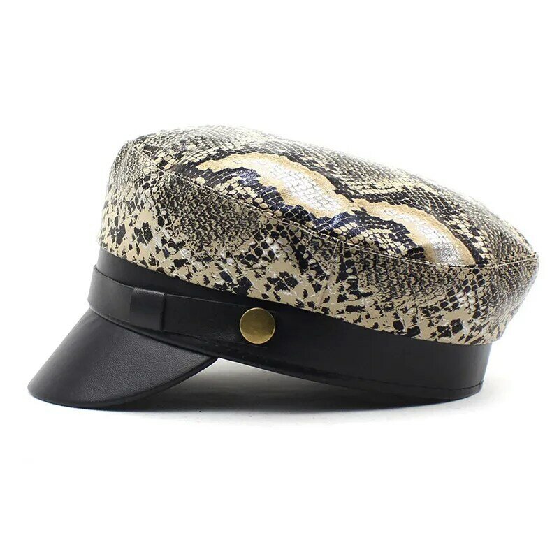 2021 berretto in pelle di serpente berretto ottagonale Casual cappello da pittore autunno e inverno per ragazza e donna 35