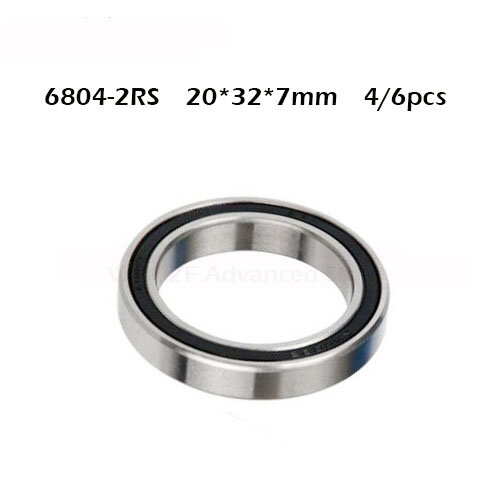 Free Shipping 4/6PCS ABEC-1 6804-2RS High quality 6804RS 6804 2RS RS 20x32x7 mm 20*32*7mm Rubber seal Deep Groove Ball Bearing