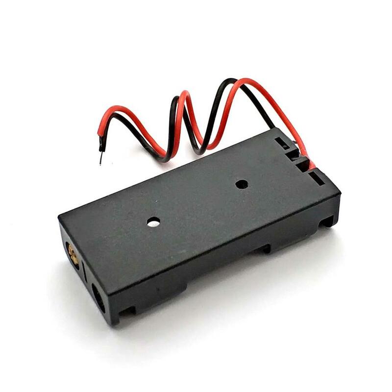 2x 1.5V AAA Plastic Black Spring Battery Storage Case Box Battery Holder Plastic Container With Black&Red 150mm Wire Leads